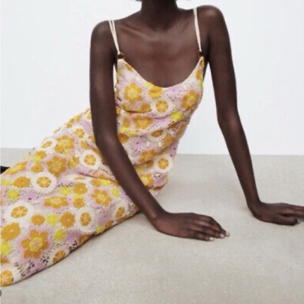 🌴🌺🌴  ZARA crochet floral  dress size S 🌴🌺🌴 - Picture 6 of 9